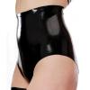 ASNAT Black High Waist Cut Leg Latex Boxer Shorts Rubber Panties Underwear Briefs Bottoms view 3