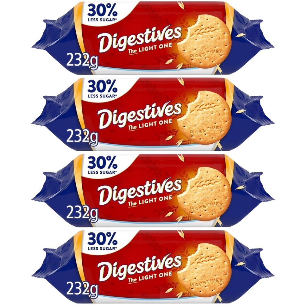 Biscuit Bundle With McVities Digestives Biscuits The Light One 232g (4 Pack)
