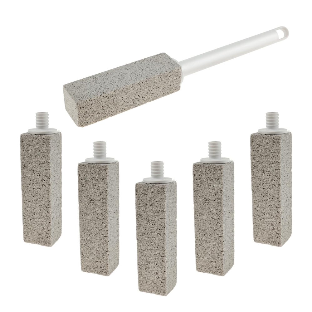 6Pcs Pumice Cleaning Stone with Long Handle Detachable Pumice Scouring Stick Toilet Bowl Ring Cleaner Pumice Stick Bowl Ring Remover Pumice Stone Stick for Toilet Bathtub Kitchen Grill Stove(Grey)