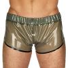 ASNAT Transparent Green And Black Sexy Latex Boxer Shorts With Elastic Belt Rubber Underpants view 1