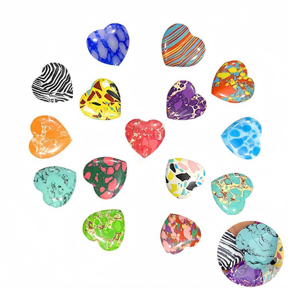 15 Pcs Healing Crystals Heart Set, Natural Heart Crystals for Girls, Meditation, Birthday Gifts, Mum, Multicoloured Healing Love Stone, Energy Balancing Rocks, 20mm