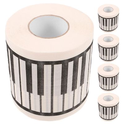 Baluue 5rolls Piano-Themed Toilet Paper Decorative Napkins for Music Unique Bathroom Tissue Piano Printing for Creative Decoration