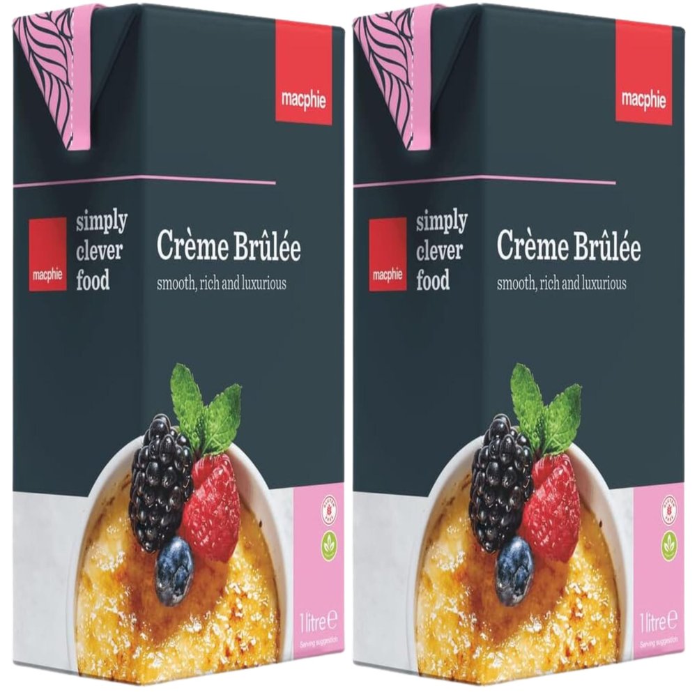 Macphie Classic Creme Brulee Dessert Mix 1L Pack of 2 - Ready-to-Use Custard Base for Gourmet Desserts