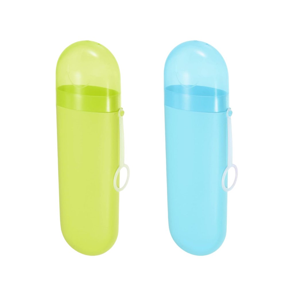 YKuzLx 2 Packs Toothbrush Travel Case, Portable Travel Toothbrush Holder for Travel, Business Trip, School, Camping, Home (Blue+Green)