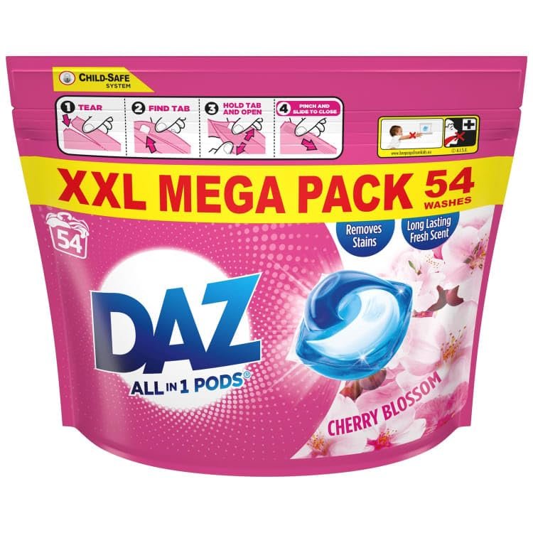 Daaz All-In-1 Laundry Pods 54W - Cherry Blossom - With The Gorgeous, Long-Lasting Scent Of Cherry Blossom Infused Into Your Fabrics