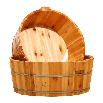 1 Pc Wooden Foot Spa Basin Tub for Soaking Feet - Solid Wood Foot Tub for Fatigue Relief and Relaxation - Foot Massage Bucket for Home Spa Treatment(13.8x6.3 Inch)