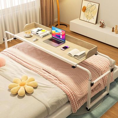 115-210cm Overbed Laptop Trolley Desk Bed Working Table Bed Table for Laptop Study Work Hospital Medical Height Adjustable 65-95cm Cross Bed Table with Wheels(Color:Wood)
