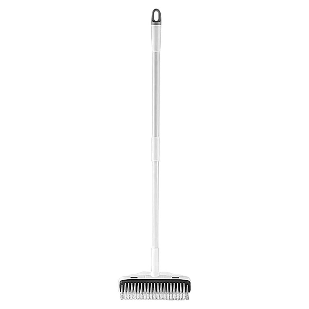 Joberio Scrub Brush With Long Handle, Shower Scrub Brush With Squeegee, Household Scrubber Cleaning Brush For Bathroom, Shower Room, Pool, Patio, Deck