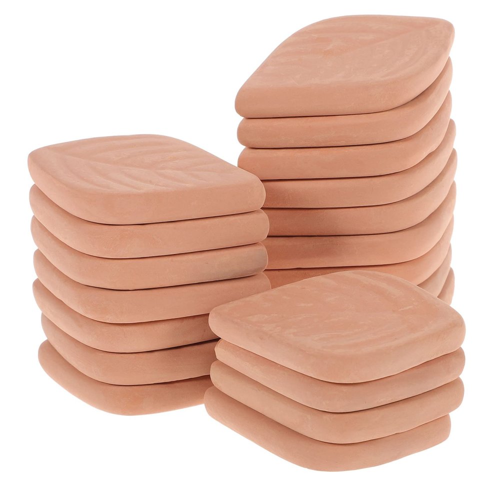 Mikinona Dehumidifiers and 20pcs Red Pottery Food Grade Leaf Shape Highly Absorbent Moisture Absorber Tablets Moisture Absorber Reusable Light in Weight for Food Storage Kitchen