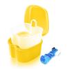 YunSchauen Denture Box Prosthesis Box Retainer Container Storage Box with Hanging Sieve for False Teeth Storage Cleaning Yellow view 1