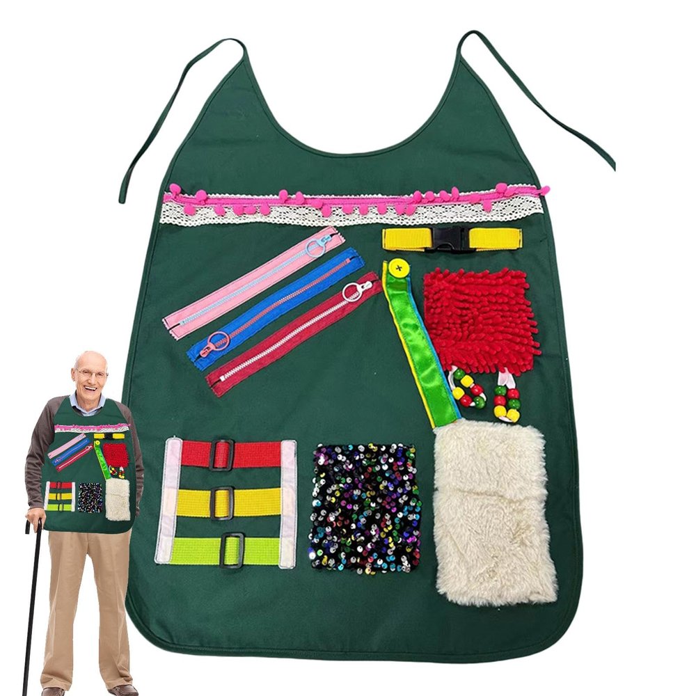 Dementia Fidget Apron | Elderly Toy Fidget Blanket - Dementia Improvement Fidget Blanket Engagement Aids People with Poor Memories
