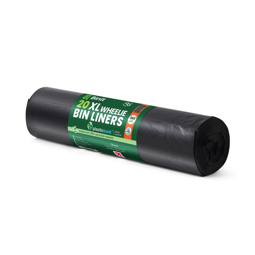 BIN IT 20 Wheelie Bin Liners 360 Litre, Eco-Friendly, Bin Bags, Refuse Sacks, Recycled, Strong & Secure, Tear Resistant, 30 m, Perfect for XL 360L Wheelie Bins