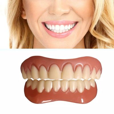 Giural Dentures False Teeth Cosmetic Teeth, Comfortable Snap on Veneers Teeth for Extended Wear, Top and Bottom Teeth Veneers for Men and Women,1 pair