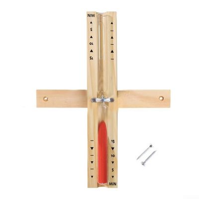 For Sauna Sand Timer with Clear Glass and Wood, Reliable 15 Minute Timing (Red)