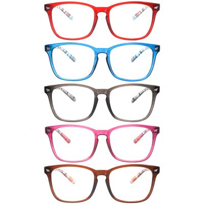ZONLON 5 Pack Reading Glasses for Women Men Blue Light Blocking Spring Hinges Fashion Lightweight Computer Readers (5C3, 3.5+)