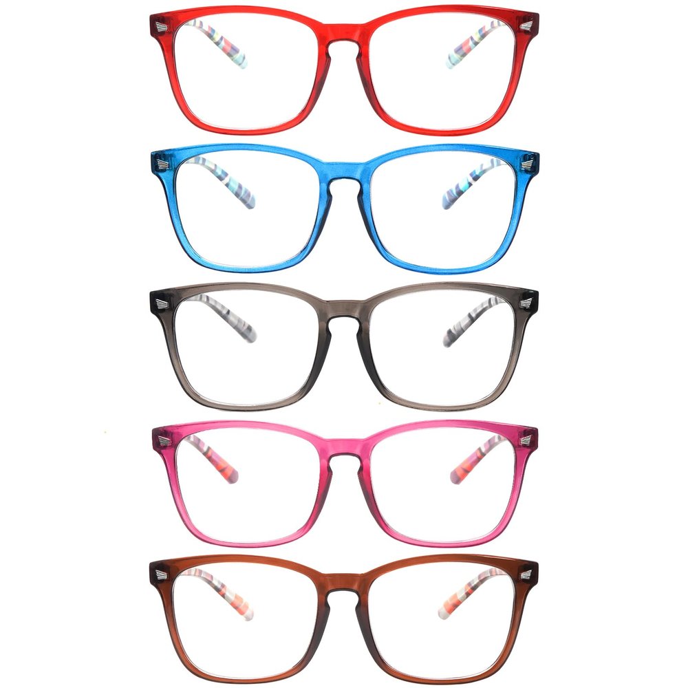 ZONLON 5 Pack Reading Glasses for Women Men Blue Light Blocking Spring Hinges Fashion Lightweight Computer Readers (5C3, 3.5+)