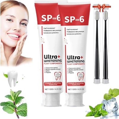 Bamideo Ultra Whitening Toothpaste - Ultra WhiteningToothpaste - Probiotic Brightening Toothpaste - Deep Cleaning CareToothpaste, 120g (one Size, 2pcs)