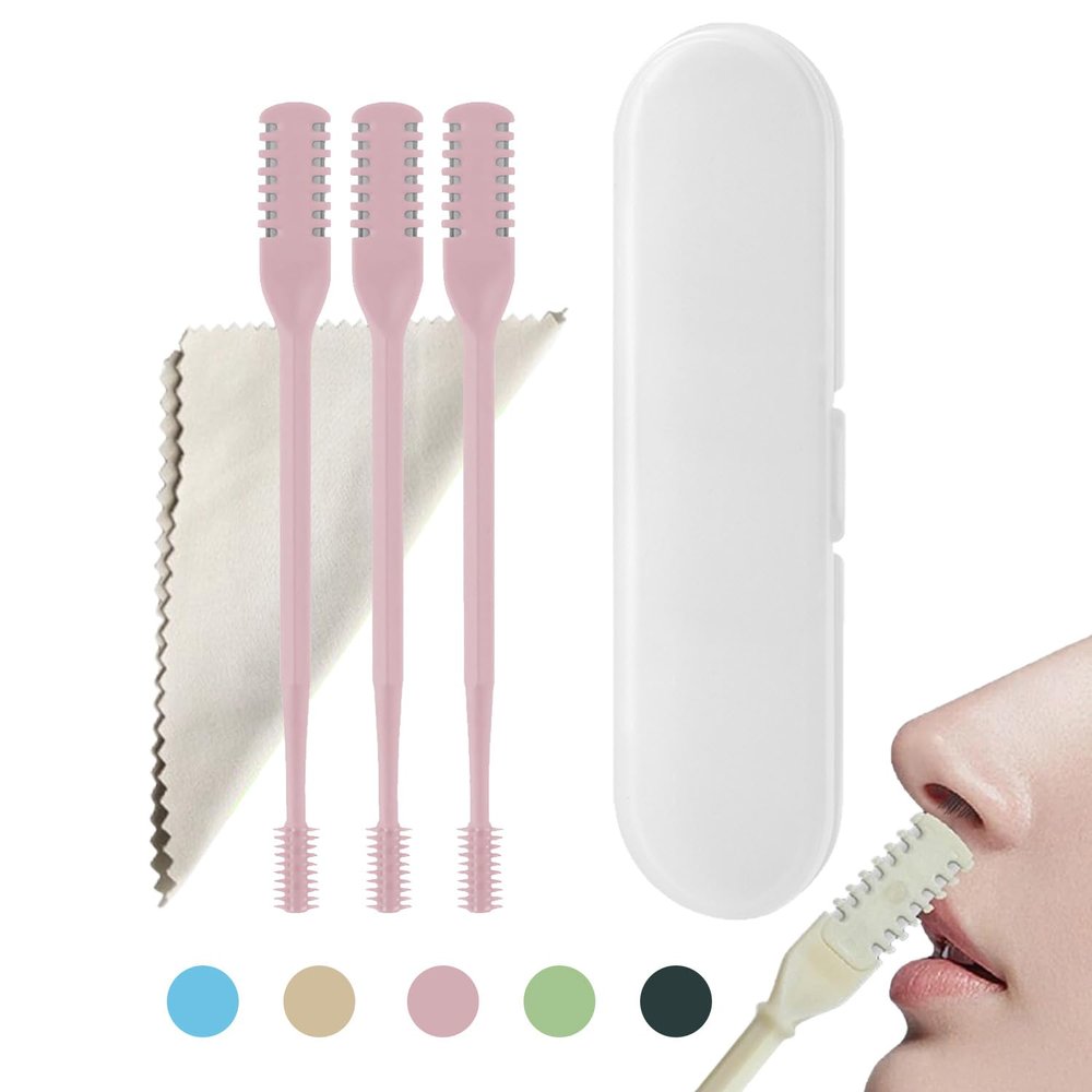 RIGENO Nose Hair Scissors, Double Sided Nose Hair Clippers, Portable Nose Hair Trimmer Nose Hair Removal, 360 Rotating Nasal Hair Cutter, Manual Nose Hair Trimmer for Men Women 3pcs (Pink)
