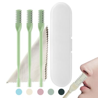 RIGENO Nose Hair Scissors, Double Sided Nose Hair Clippers, Portable Nose Hair Trimmer Nose Hair Removal, 360 Rotating Nasal Hair Cutter, Manual Nose Hair Trimmer for Men Women 3pcs (Light Green)