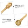 MOLUCKFU Intricately Carved Brass Ghee Spoon for Rituals, Offering Oblations the Fire, Ethnic Antique Style Hawan Spoon with Fine Figure, for Religious Ceremonies and Spiritual Use view 3