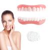 Instant Veneers Dentures 1 Pair Fake Teeth Top and Bottom, Clip on Veneers Teeth with Hot Melt Beads, Silicone Denture Upper and Lower for Men & Women Teeth Whitening view 1