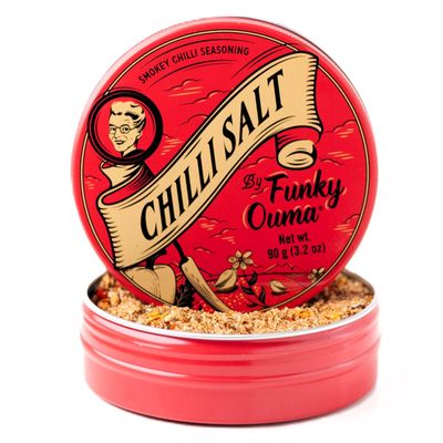 Funky Ouma Chilli Salt 90g - Sea Salt, Mixed Herbs & Spices in Reusable Tin  All Purpose Seasoning Natural Vegan for Cooking, BBQ, Popcorn, Taco  Gifts for Men, Dad, Foodies & New Homes