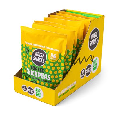 Noisy Snacks Coated Chickpeas | 7x100g Packs | Cheeze & Jalapeo Flavour | High Protein Vegan Snack | Source Of Protein & Fibre | Healthy Low Calorie Chickpea Snack | Palm Oil Free