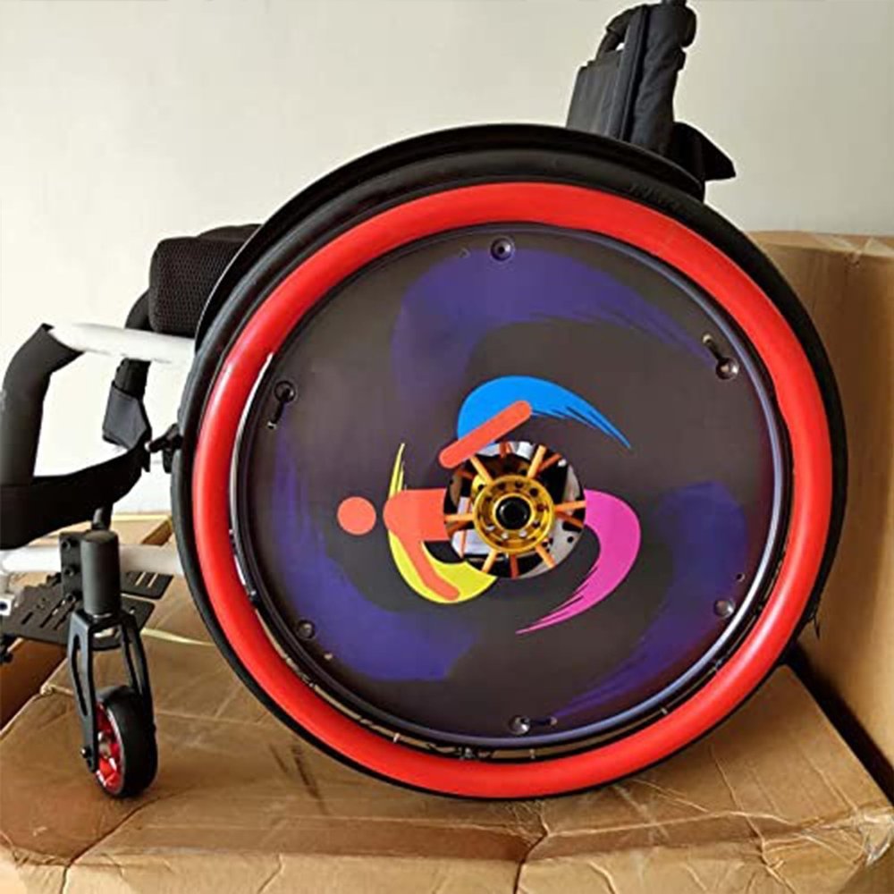 Dremdo Wheelchair Push Rim Covers 22/24In Rear Wheel Sports Wheelchair Cover, Non-Slip Wear-Resistant Hand Push Cover, Silicone Hand Push Cover-Improve Grip And Traction,4,22in