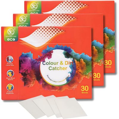 Eco-Friendly Colour & Dirt Catcher Laundry Sheets 90 Sheets, Max Protect Technology to Prevent Colour Run, Preserve Brightness, and Enhance Laundry Performance in Both Hot and Cold Water Washes