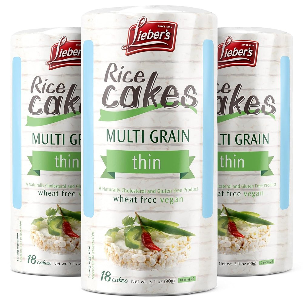 Lieber's Thin Rice Cakes Multi Grain 90g (Pack of 3) | Thin Salted Rice Cakes | Dairy Free, Wheat Free, Gluten Free, Vegan, Kosher