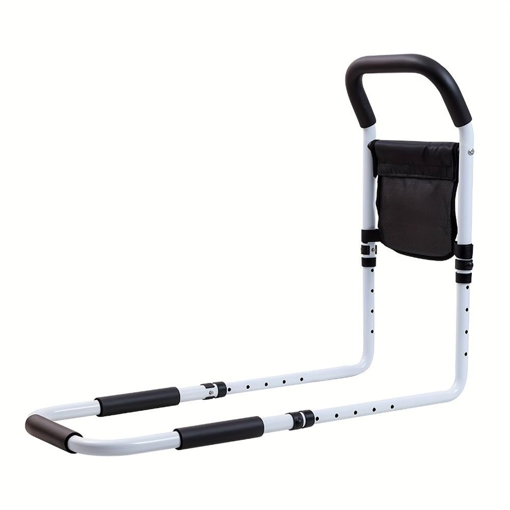 YLFBDD Bed Assist Rail with Adjustable Heights - with Storage Pocket - for Seniors with Hand Assistant Bar - Easy to Get in Or Out of Bed Safely with Floor Support,Bed Rails for Elderly Adults