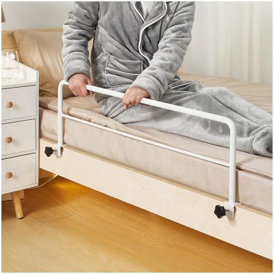 YLFBDD Bed Rail Carbon Steel Bed Barrier, Elderly Safety Side Assist Rails, Heavy Duty Bed Grab Bar, Clip-On Bed Safety Rails, Fall Prevention, Tool-Free Installation,White,140x30cm