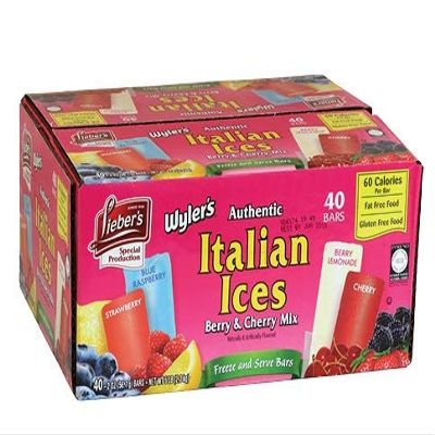 Wylers Authentic Italian Ices Berry & Cherry Mix 40 x 56.7g | 40 Freeze & Serve Bars