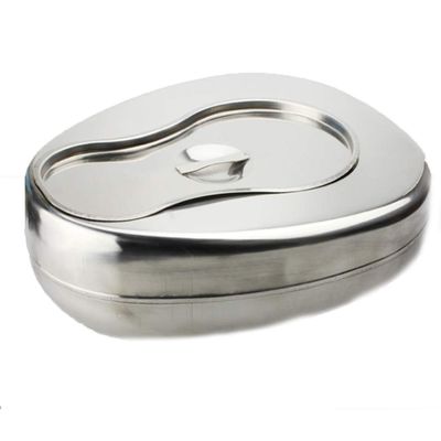 AQUASHIELDING Stainless Steel Bedpan with Lid, Stainless Steel Bed Pans for Elderly, Smooth Contoured for Male Female Bed-Bound Patient Personal Care