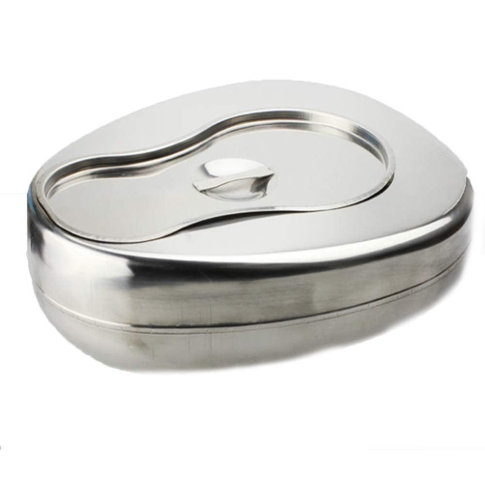 AQUASHIELDING Stainless Steel Bedpan with Lid, Stainless Steel Bed Pans for Elderly, Smooth Contoured for Male Female Bed-Bound Patient Personal Care