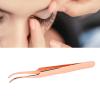 Rose Gold Curved Lash Tweezer with Tight Clip Design and Thin Flat Handle, Easy To Clean Stainless Steel Eyelash Tool for Girls, Ideal for False Eyelashes Application and Removal view 2