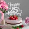 FmiyunEea Happy 50th Anniversary Cake Toppers, Wedding Anniversary Party Decorations, Gold Wedding Party, for 50th Wedding, Company Anniversary, Birthday Party (25th silver) view 2
