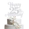 FmiyunEea Happy 50th Anniversary Cake Toppers, Wedding Anniversary Party Decorations, Gold Wedding Party, for 50th Wedding, Company Anniversary, Birthday Party (25th silver) view 3