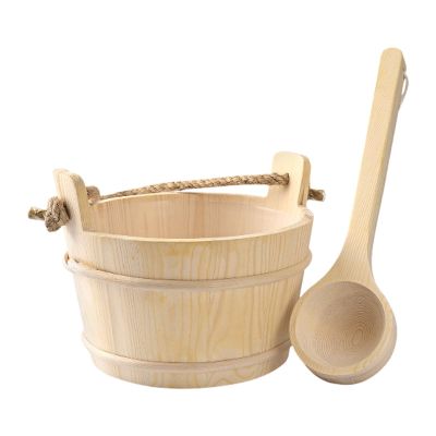 Wood Sauna Bucket and Ladle SPA Steaming Bathroom Tool Bath Accessories for Hotel