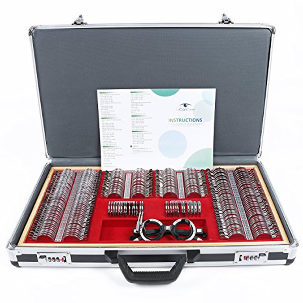 Lakenbroade 266 PCS Optical Trial Lens Set Optometry Kit, Aluminum Case Optometry Optical Instrument with Optometry Test Trial Frame, Metal Rim Case Kit Set Trial Frame Optometry Optician Test