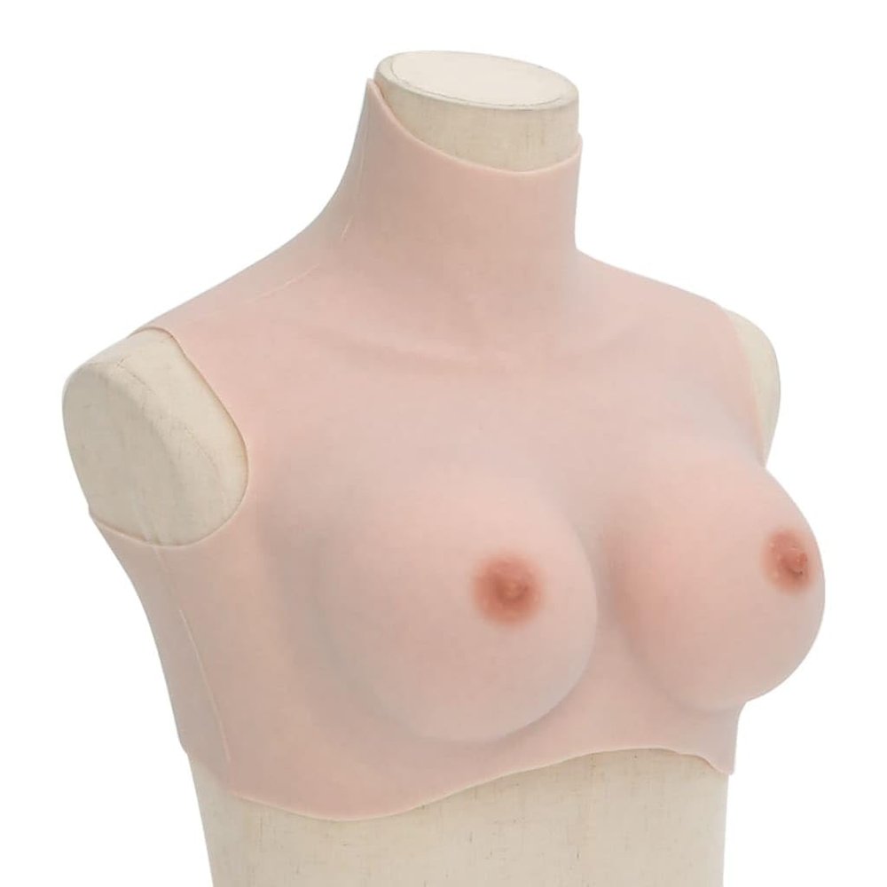 vidaXL Silicone Breastplate for Crossdressers/Cosplayers D Cup - Realistic Fake Breast Form with Collarbones