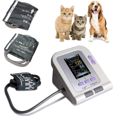 RVUEM White, Digital Veterinary Blood Pressure Monitor, Veterinary Equipment, Veterinary Electronic Sphygmomanometer, Blood Oxygen Measurement, with LCD Display/3 Cuffs, Animal Care