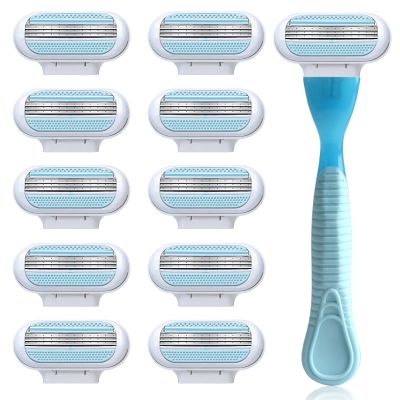 10Pcs Women's Razor Blades Refills,Compatible with Gillette Venus Smooth Razor,Triple-Layer Blades for Smooth Shaving,Comfort Edge Design,Washable and Easy to Replace,Superior Durability and Hygiene