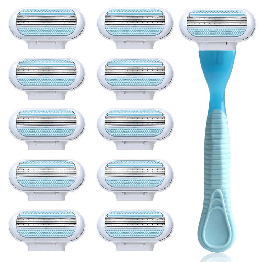 10Pcs Women's Razor Blades Refills,Compatible with Gillette Venus Smooth Razor,Triple-Layer Blades for Smooth Shaving,Comfort Edge Design,Washable and Easy to Replace,Superior Durability and Hygiene