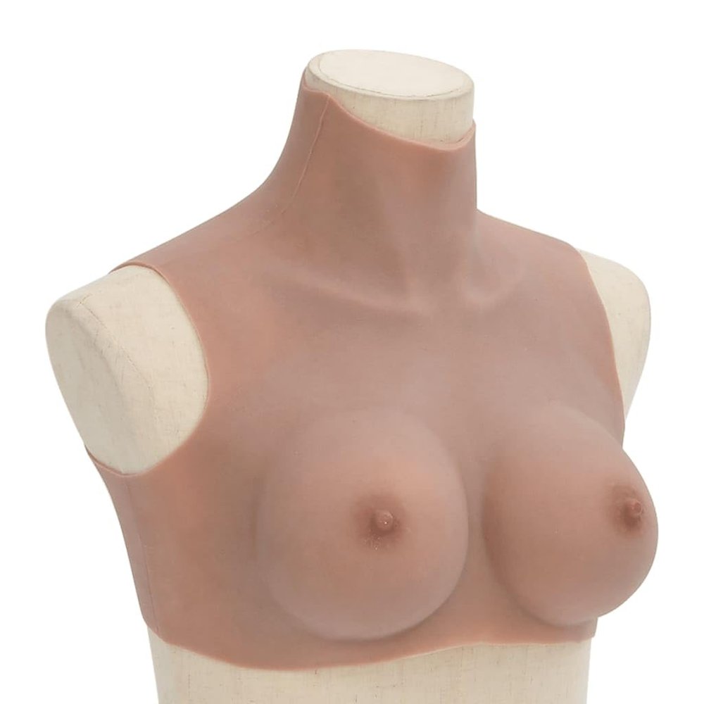 vidaXL Silicone Breastplate for Crossdressers - Realistic Fake Breasts Filled with Silicone - Tan C Cup - Skin-Friendly and Elastic Design
