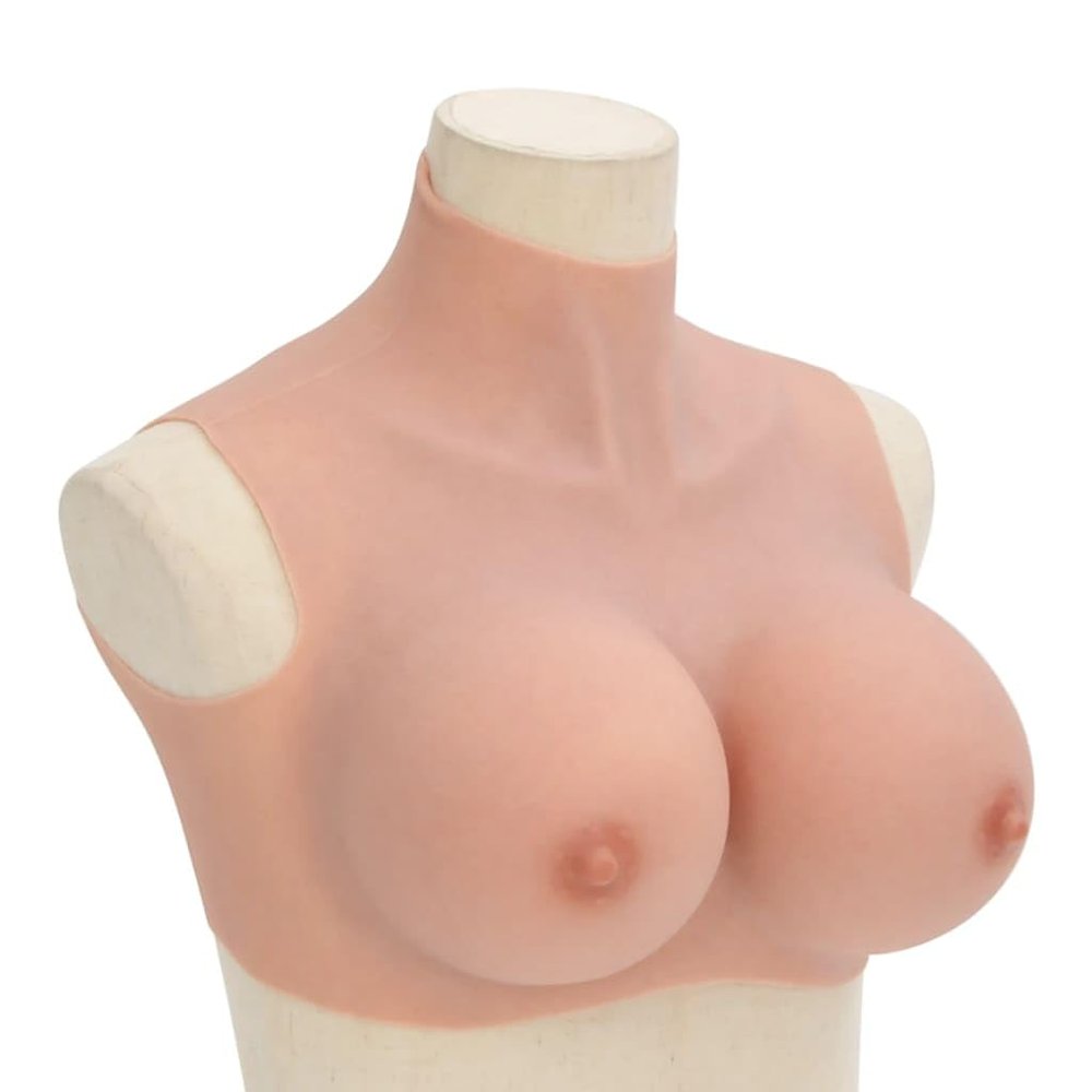vidaXL Silicone Breastplate for Crossdressers - Natural H Cup, Realistic Design, Comfortable and Lightweight, High Collarbone Finish, Versatile for Cosplay and Transgender Use