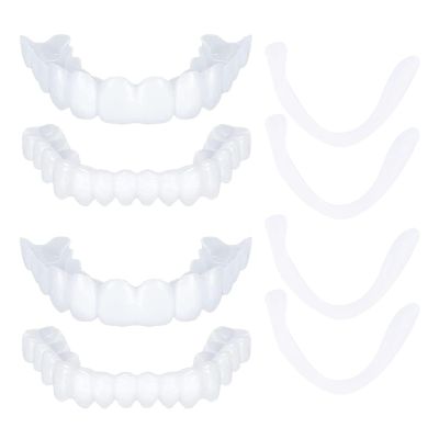 Brigtviee False Teeth, 2 Pairs of Clip in Veneers Teeth,Fake Braces Veneers Top and Bottom,Confident Smile Comfortable Dentures,Missing Tooth Replacement Kit,Fake Teeth for Men Women with Bad Teeth