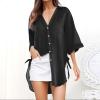 WILLBEST Casual Womens Winter Clothes Cotton-Blend Checked Shirt Jeans Jacket for Women Flare and Flowy tie Front Xmas Graphic Button Down Black and White Striped Jumper y2k Jacket Jumper for Men view 2