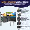 Aliseniors Walker Basket Walker Bag with Cup Holder - Multi Pockets Basket for Walker for Seniors - Big Capacity & Never Tipping Over Walkers Storage Bag, Universal Folding Walker Accessories - Black view 2
