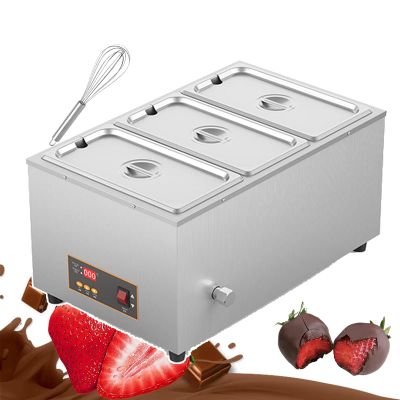 WHRAOY chocolate melter(1/2 /3 Pot), Chocolate Warmer,Temperature:0~95C,Mechanical Knob Control, Overheating protection, for Ketchup, Chocolate, Cheese, Fudge, Caramel,3Pot